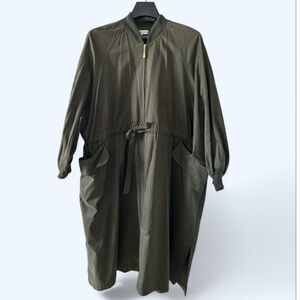 Plus Size Olive Green Women's Long Jacket